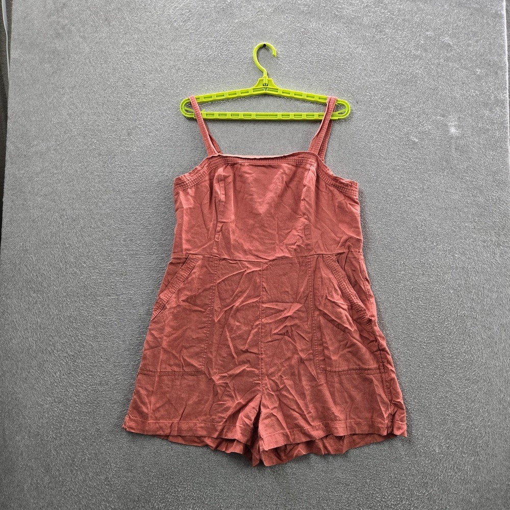 Old Navy Women Shorts XL Orange Linen Rayon Romper Sleeveless 4" Inseam